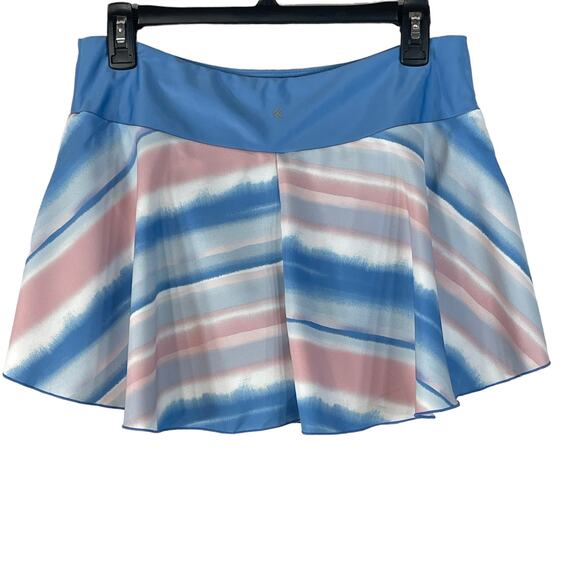 Kyodan Medium Swim Skort UPF 40 Watercolor Elastic Waist Stretch Blue Pink New - Picture 2 of 7